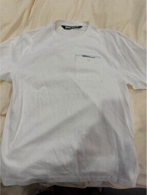 Palm Angels White Cotton Pocket T-Shirt Size L